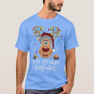 T-shirt 4e année Escadron Plaid Reindeer Santa Hat Enseign