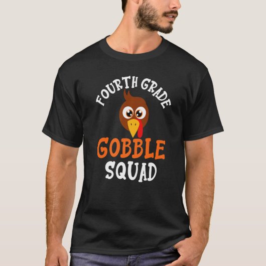 T-shirt 4e année Gobble Squad Thanksgiving Enseignant Enfa (Devant)