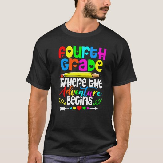 T-shirt 4e année où l'aventure commence 4e année (Devant)
