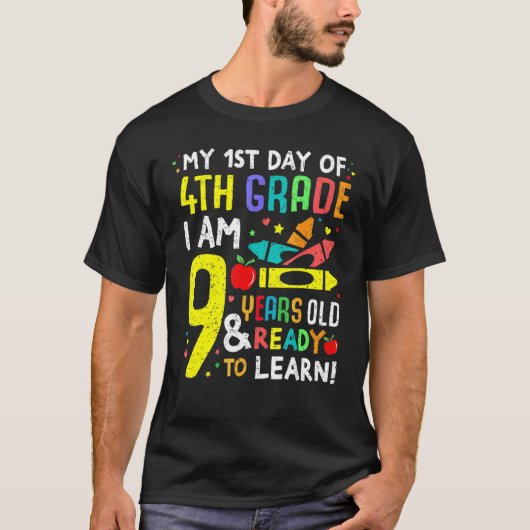 T-shirt 4e Année Retour Au Premier Jour De L'École Garçons (Devant)