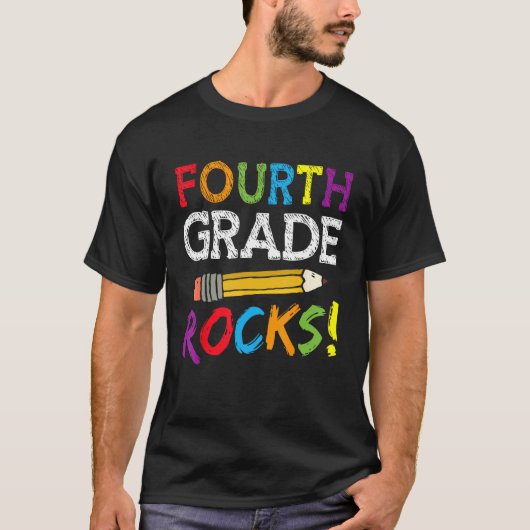 T-shirt 4e année Rocks Retourner à l'école 4e année Grader (Devant)