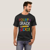 T-shirt 4e année Rocks Retourner à l'école 4e année Grader (Devant entier)