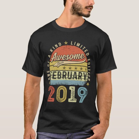 T-shirt 4e anniversaire Awesome depuis février 2019 4 Anné (Devant)