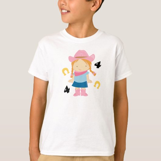 T-shirt 4e anniversaire Cowgirl (Devant)
