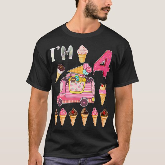 T-shirt 4e anniversaire Crew Ice Cream Camion Im 4 Anniver (Devant)