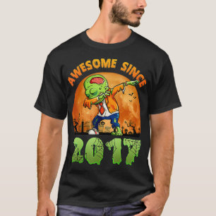 T-shirt 4e anniversaire Dabbing Zombie Halloween 4 ans