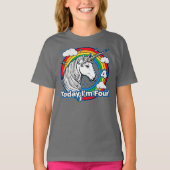 T-shirt 4e anniversaire de l'enfant Unicorn Arc en ciel Au (Devant)