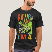 T-shirt 4e anniversaire Dinosaur T Rex Rawr I'm 4 For Boys (Devant)