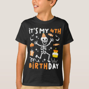 T-shirt 4e anniversaire enfants squelette drôle 4e anniver