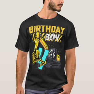 T-shirt 4e anniversaire Excavateur Véhicule de constructio