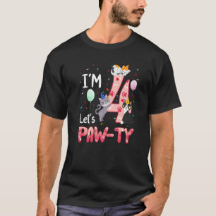 T-shirt 4e anniversaire Fille Chat Chaton 4 ans Bday Par
