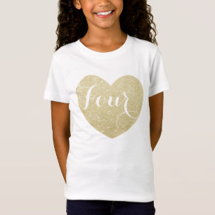 T-Shirt 4e anniversaire fille coeur de Parties scintillant