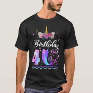 T-shirt 4e anniversaire fille Unicorn Mermaid Queue 4 ans