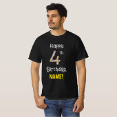 T-shirt 4e anniversaire : Fleurs florales Numéro "4" + Nom (Devant entier)