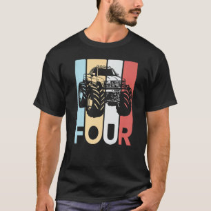 T-shirt 4e anniversaire Four Vintage Monster Truck 4 an Ol