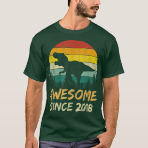 T-shirt 4e anniversaire Gift Boy Dinosaur 4 ans Awesome
