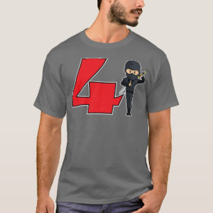 T-shirt 4e anniversaire Ninja Samurai Karate Taekwondo
