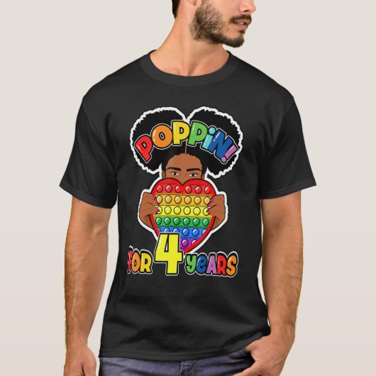 T-shirt 4e anniversaire Pop It Fidget African American Kid (Devant)
