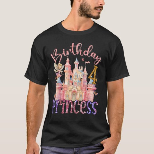 T-shirt 4e anniversaire Princesse Fairy 4 ans Conte de Fai (Devant)