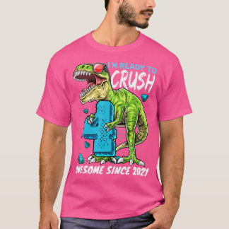 T-shirt 4E Anniversaire T Rex Dinosaur Party Boys Rawr I M