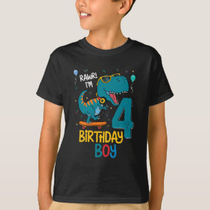 T-shirt 4e anniversaire Trex Boy 4 ans