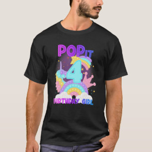 T-shirt 4e anniversaire Unicorn Fidget Pop It Birthday Gir
