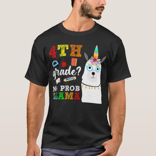 T-shirt 4e classe no prob llama (Devant)