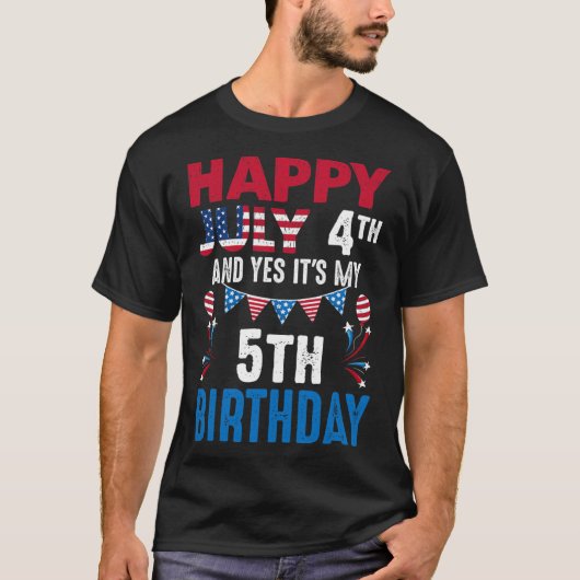 T-shirt 4e Et oui c'est mon 5e anniversaire patrioti améri (Devant)