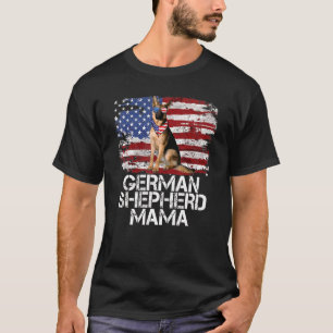 T-shirt 4e July German Shepherd Mama American Flag Dog