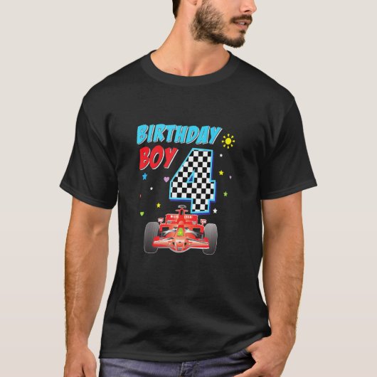 T-shirt 4ème Joyeux Anniversaire Voiture Boy 4 Année Ol (Devant)