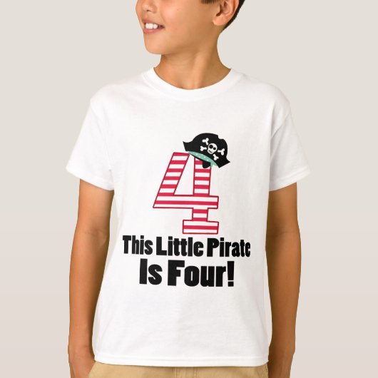 T-shirt 4ème pirate mignon d'anniversaire (Devant)