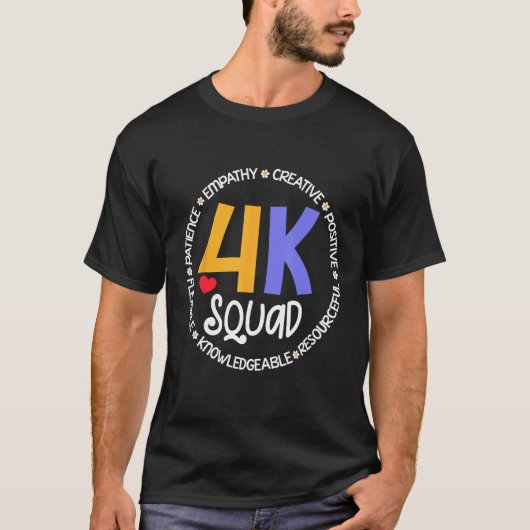 T-shirt 4K Squad Crew Team Teacher Kindergarten Kinder Ele (Devant)