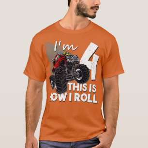 T-shirt 4th Birthday  Boy Monster Truck 4 Years Old Gift 