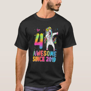 T-shirt 4th Birthday Girls Teens Dabbing Unicorn 4 Year Ol