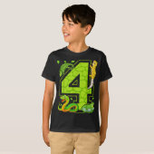 T-shirt 4th Birthday Snake Lizard Reptile 4 Year Old Party (Devant entier)