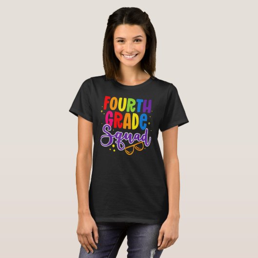 T-shirt 4th Fourth Grade Squad Happy Back To School Teache (Devant entier)
