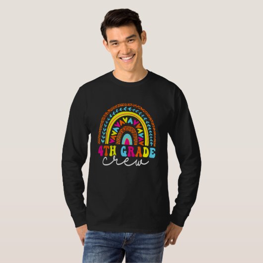T-shirt 4th Grade Crew Back To School Rainbow Teachers Kid (Devant entier)