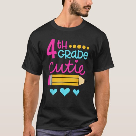 T-shirt 4th Grade Cutie First Day of School Back to School (Devant)