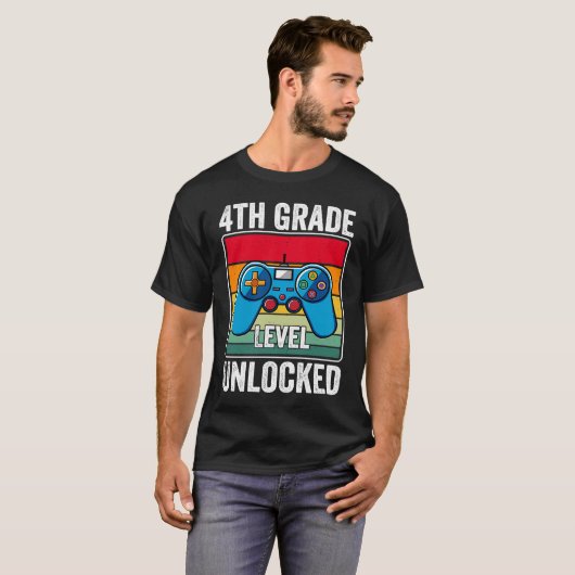 T-shirt 4th Grade Level Unlocked Video Game Back to School (Devant entier)