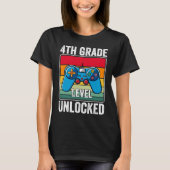 T-shirt 4th Grade Level Unlocked Video Game Back to School (Devant)
