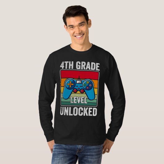 T-shirt 4th Grade Level Unlocked Video Game Back to School (Devant entier)