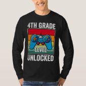 T-shirt 4th Grade Level Unlocked Video Game Back to School (Devant)