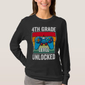 T-shirt 4th Grade Level Unlocked Video Game Back to School (Devant)