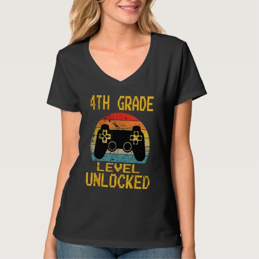 T-shirt 4th Grade Level Unlocked Video Gamer Back To Schoo (Devant)