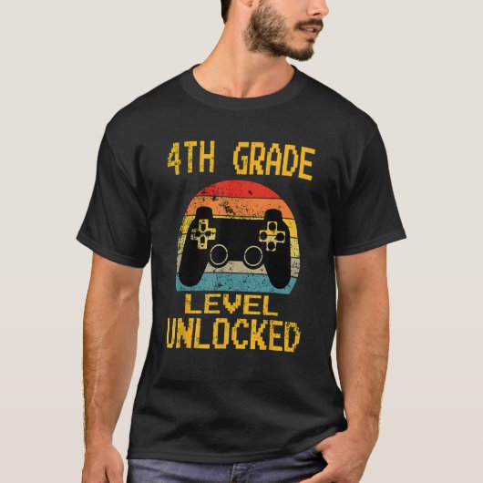 T-shirt 4th Grade Level Unlocked Video Gamer Back To Schoo (Devant)