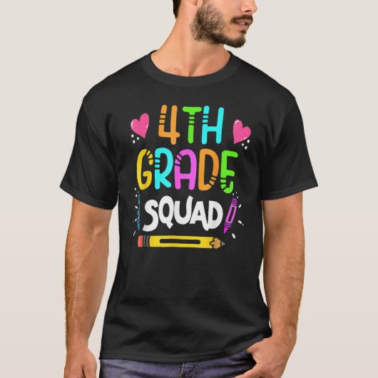T-shirt 4th Grade Squad Fourth Teacher Student Team Back T (Devant)