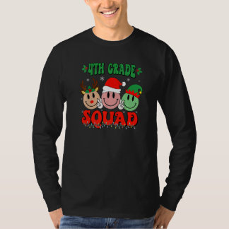 T-shirt 4th Grade Squad Retro Groovy Christmas Teacher Lif