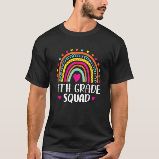 T-shirt 4th Grade Squad Teacher Student Rainbow 100th Day  (Devant)