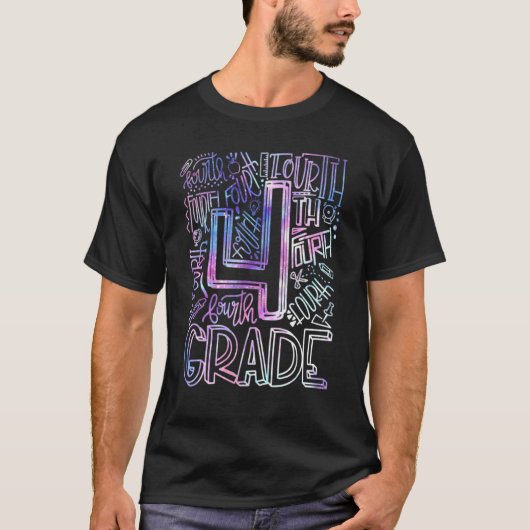 T-shirt 4th Grade Typography Team Teacher Back To School (Devant)