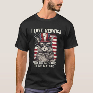T-shirt 4Th July Cat I Love Meowica Patriotic Cat